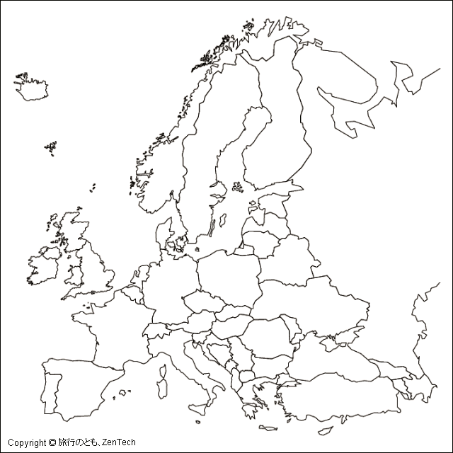 ヨーロッパ白地図 旅行のとも Zentech