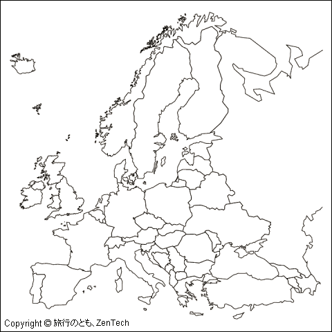 ヨーロッパ白地図 旅行のとも Zentech