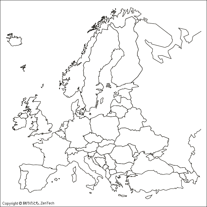 ヨーロッパ白地図 旅行のとも Zentech