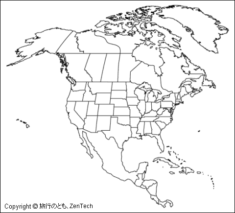 北アメリカ白地図 中サイズ