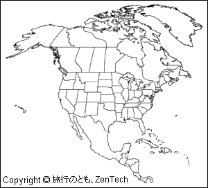北アメリカ白地図 小サイズ