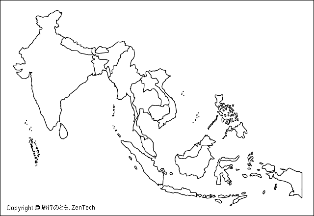 アジア白地図 旅行のとも Zentech