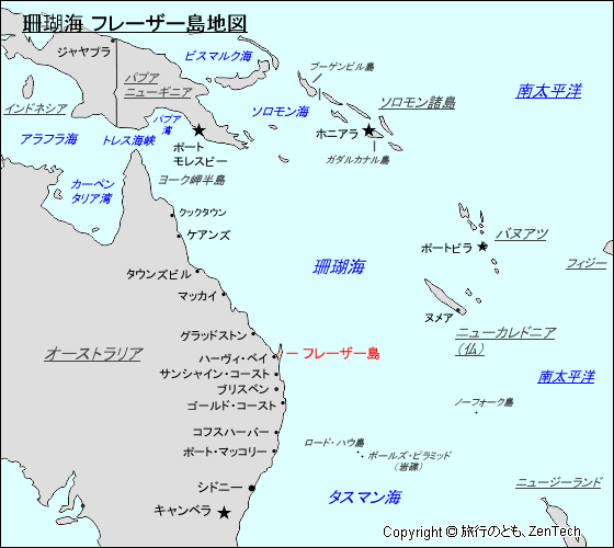 珊瑚海 フレーザー島地図