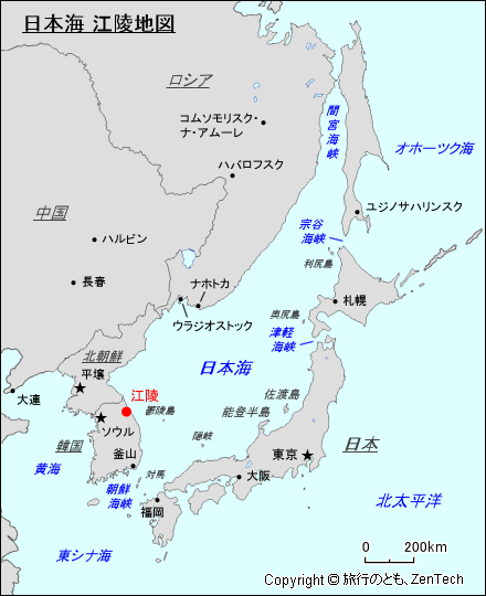 日本海 江陵地図