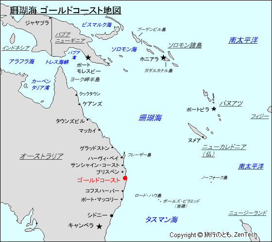 珊瑚海 ゴールドコースト地図