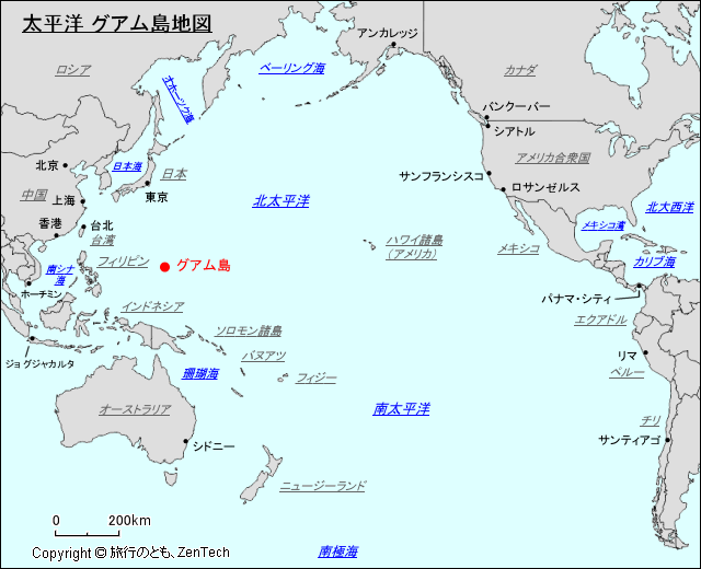 太平洋 グアム島地図