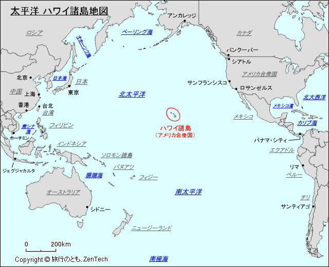 太平洋 ハワイ諸島地図