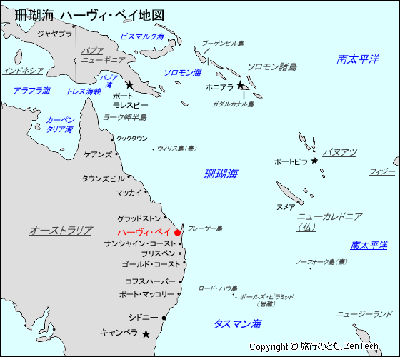 珊瑚海 ハーヴィ・ベイ地図