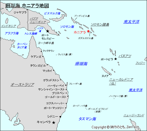 珊瑚海 ホニアラ地図