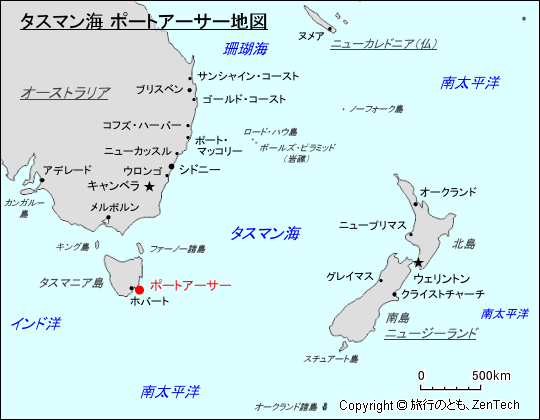 タスマン海 ポートアーサー地図