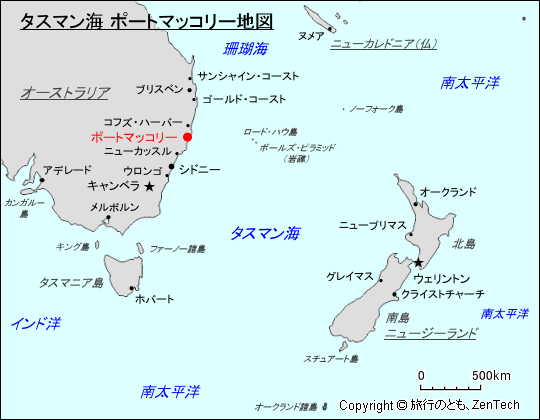 タスマン海 ポートマッコリー地図