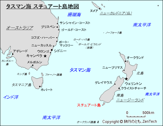 タスマン海 スチュアート島地図