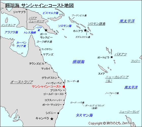 珊瑚海 サンシャイン・コースト地図