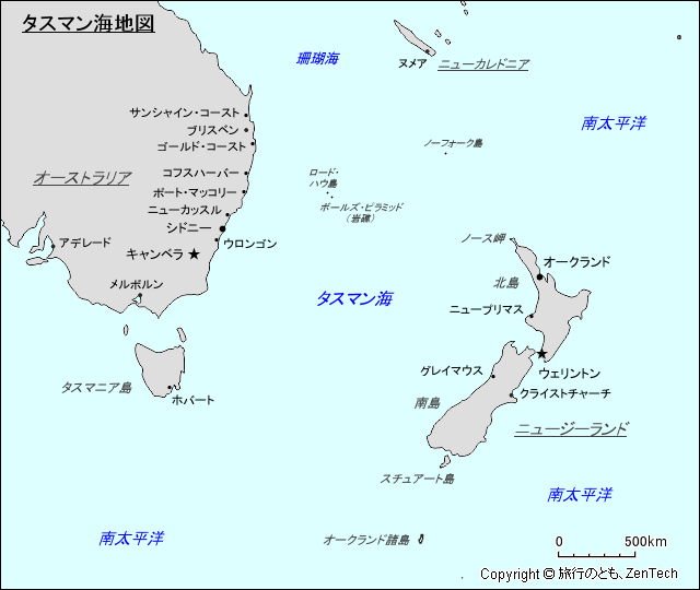 タスマン海地図