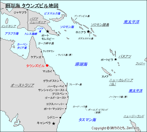 珊瑚海 タウンズビル地図