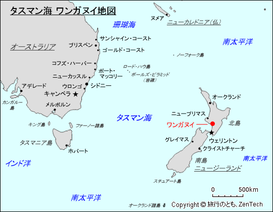 タスマン海 ワンガヌイ地図