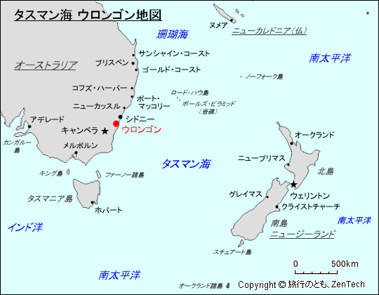 タスマン海 ウロンゴン地図