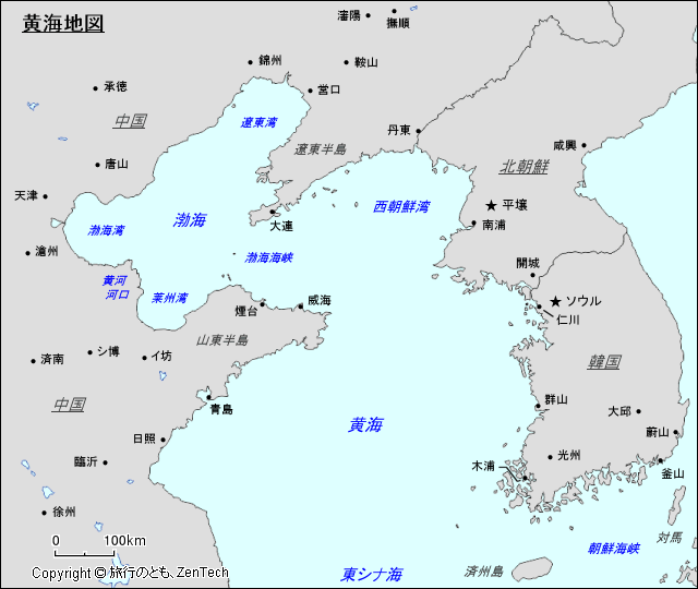 黄海地図