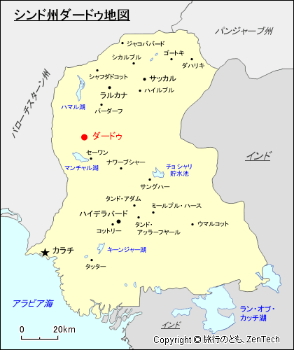 シンド州ダードゥ地図