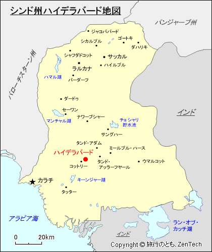 シンド州ハイデラバード地図