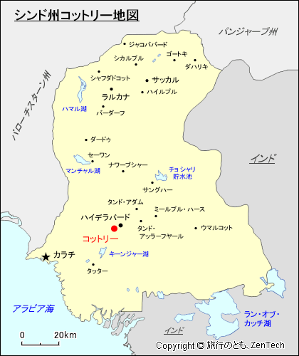 シンド州コットリー地図
