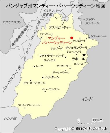 パンジャーブ州マンディー・バハーウッディーン地図