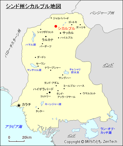 シンド州シカルプル地図