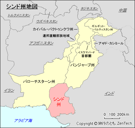 パキスタン・シンド州地図