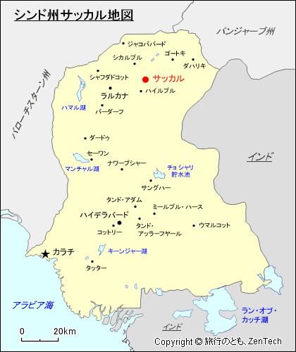 シンド州サッカル地図