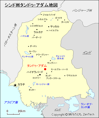 シンド州タンドゥ・アダム地図