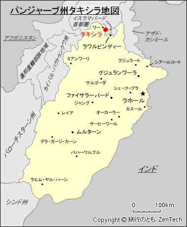 パンジャーブ州タキシラ地図