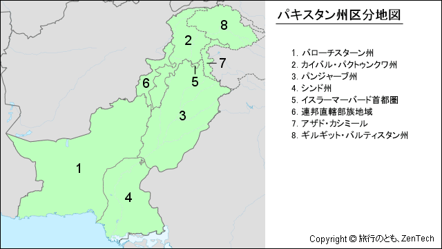 パキスタン州区分地図