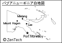 主要都市名入りパプアニューギニア白地図