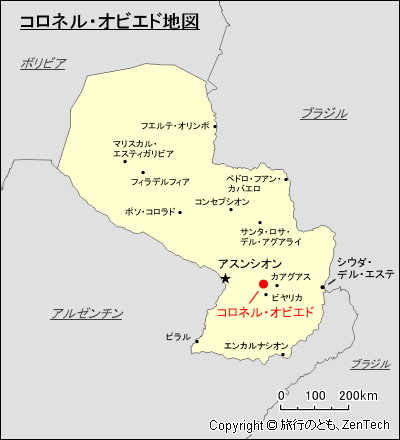 コロネル・オビエド地図