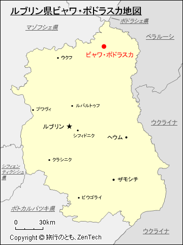 ルブリン県ビャワ・ポドラスカ地図