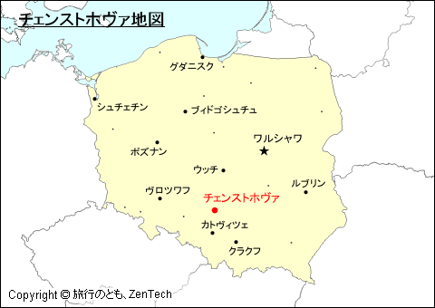ポーランドにおけるチェンストホヴァ地図