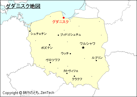 ポーランドにおけるグダニスク地図