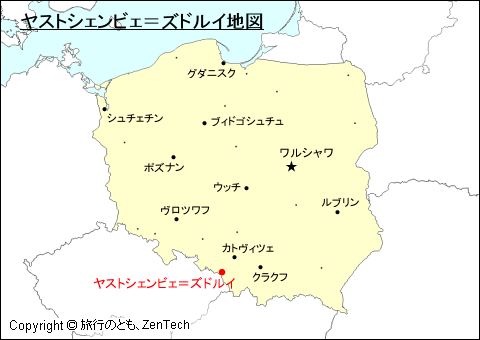 ポーランドにおけるヤストシェンビェ＝ズドルイ地図