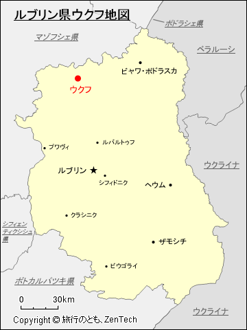 ルブリン県ウクフ地図
