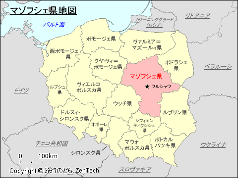 マゾフシェ県地図