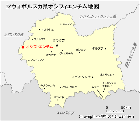 マウォポルスカ県オシフィエンチム地図
