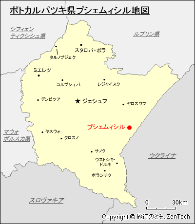 ポトカルパツキ県プシェムィシル地図