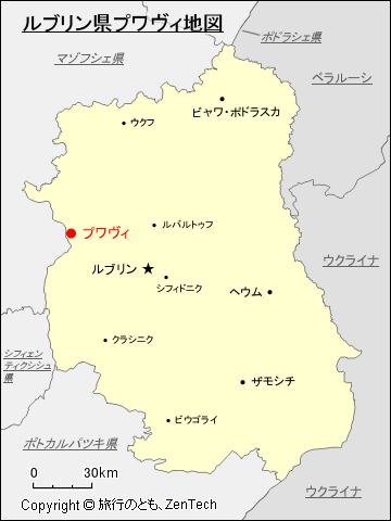 ルブリン県プワヴィ地図