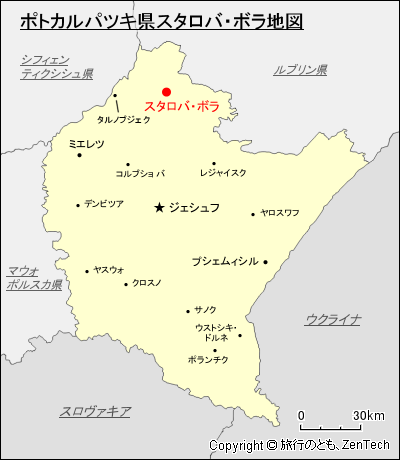 ポトカルパツキ県スタロバ・ボラ地図