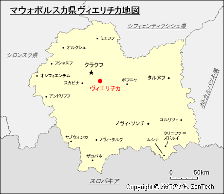 マウォポルスカ県ヴィエリチカ地図