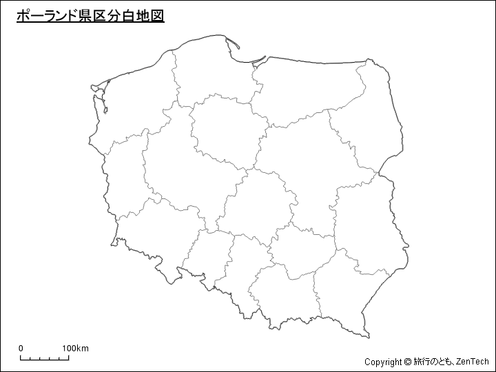 ポーランド県区分白地図