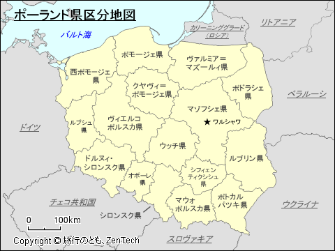 ポーランド県区分地図