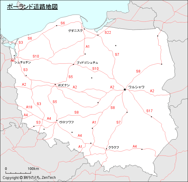 ポーランド道路地図 ポーランド道路地図