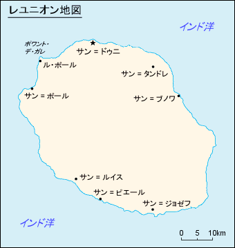 仏領レユニオン地図