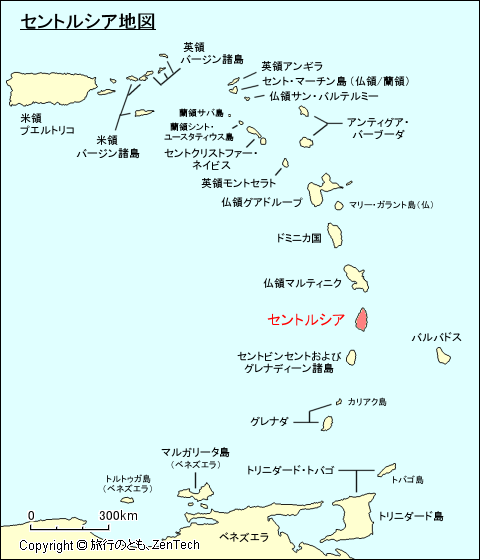 小アンティル諸島セントルシア地図